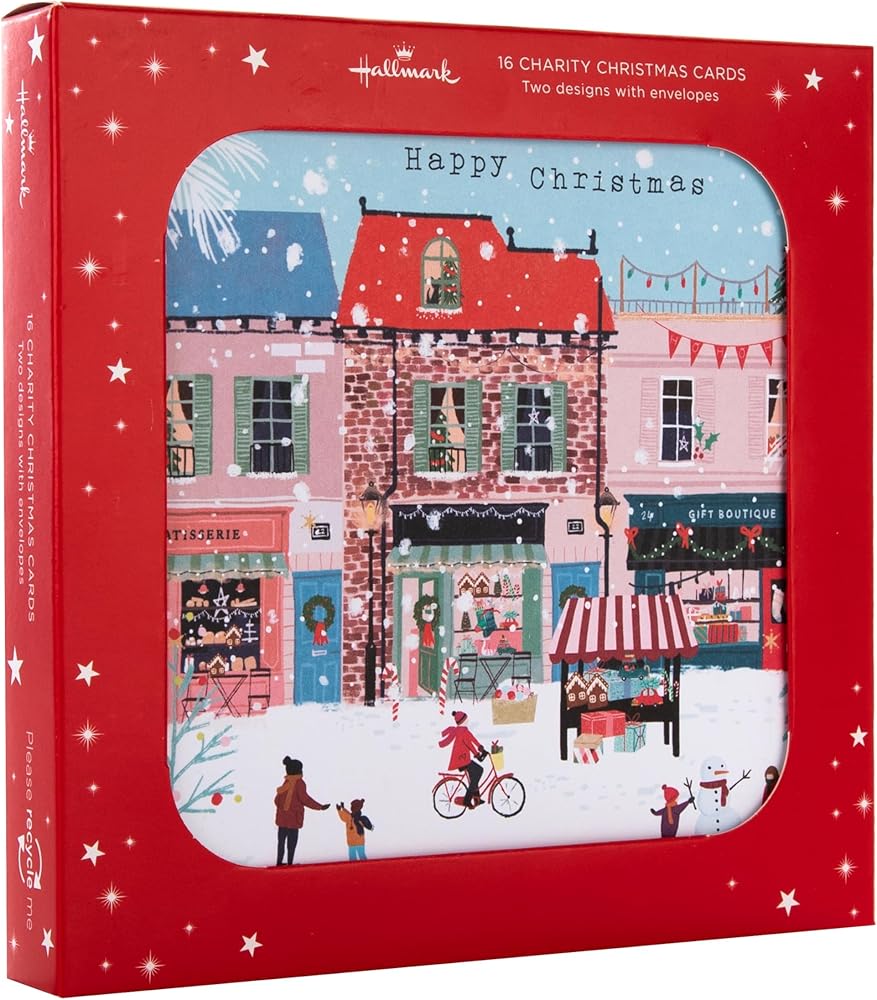 Street Scene & Snow Globe Pack of 16, 2 Designs Multipack Charity Christmas Cards