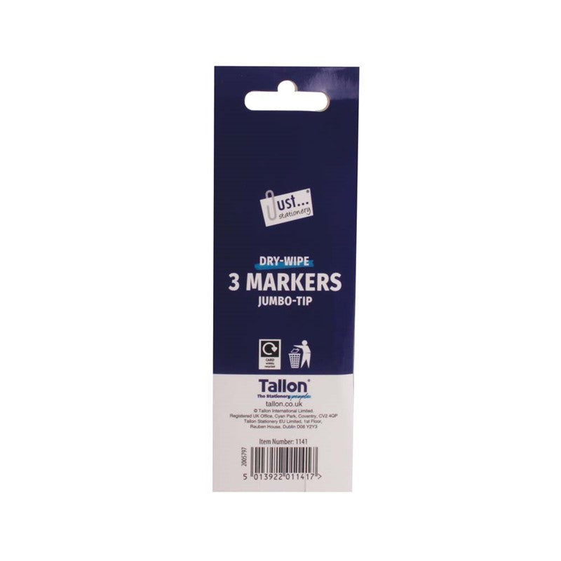 Just Stationery Chunky Dry Wipe Board Markers (Pack of 3)