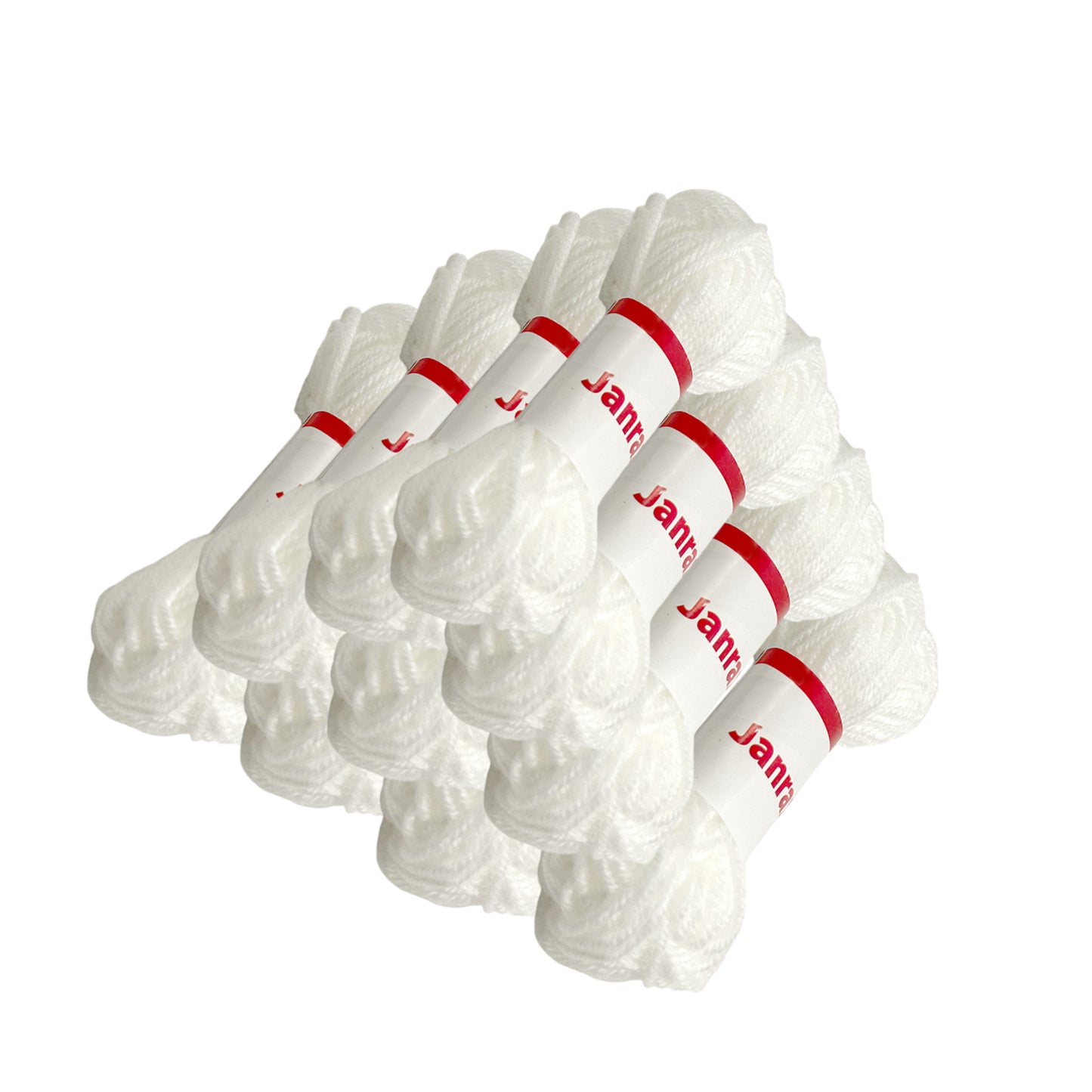 Pack of 20 White Acrylic Yarn Rolls – 10g each, 4 Strand 8 Ply Knitting Wool