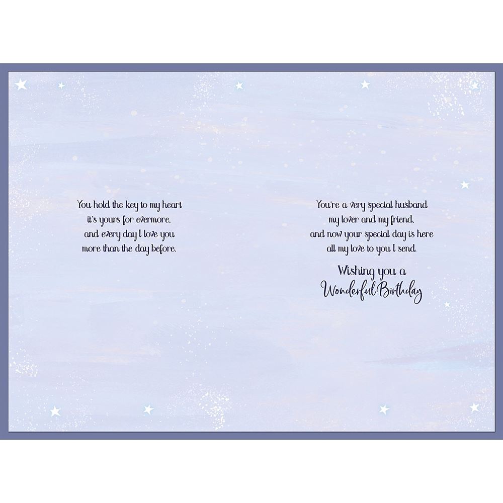 Gold Heart Design with Stars Husband Birthday Card