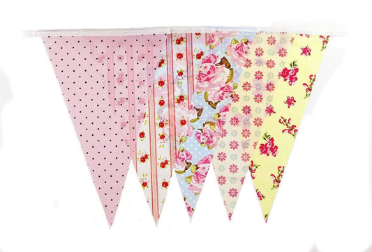 Yellow and Peach Shabby Chic Vintage Print Bunting 10m with 20 Pennants
