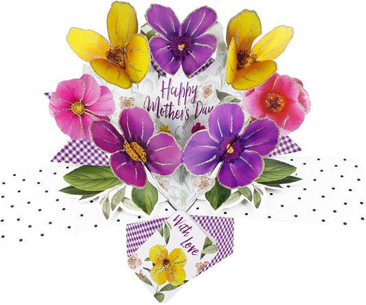 Lettering & Pansies Mother's Day Pop Up Card