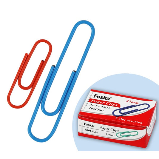 Bulk Pack of 1000 Assorted Coloured 33mm Paper Clips