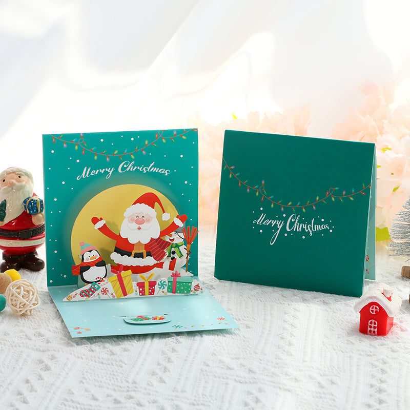Santa & Friends Merry Moments Green 3D Pop Up Christmas Card