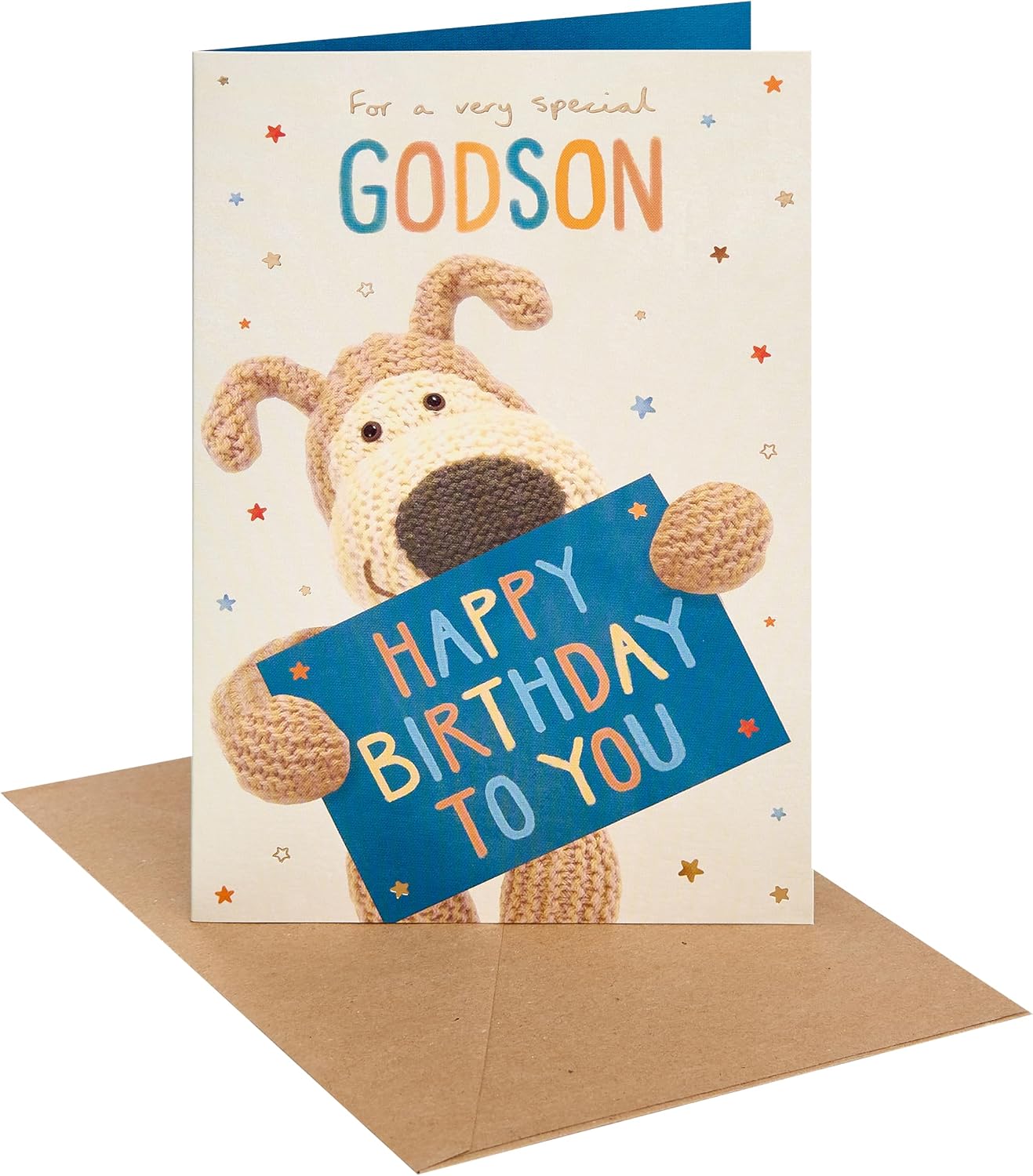 Boofle with Envelope Godson Birthday Card