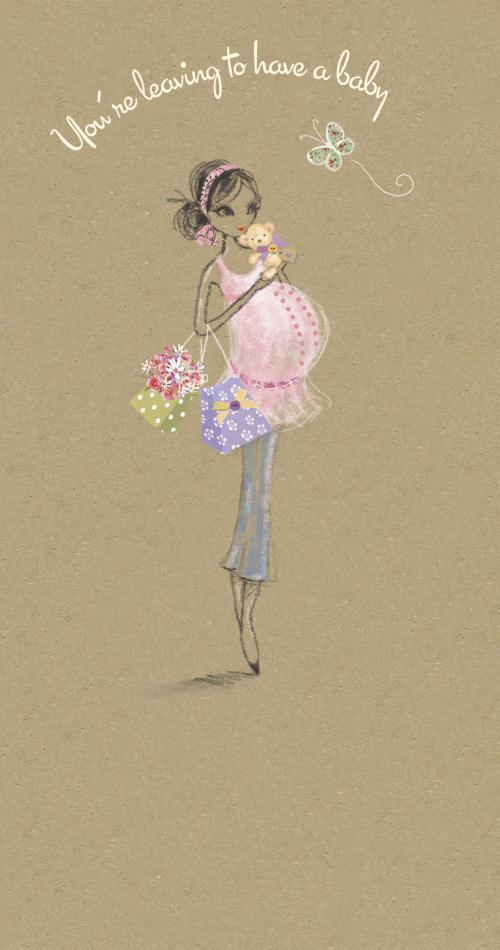 Leaving To Have A Baby Girl With Baby Bump Design Greeting Card Baby Shower 