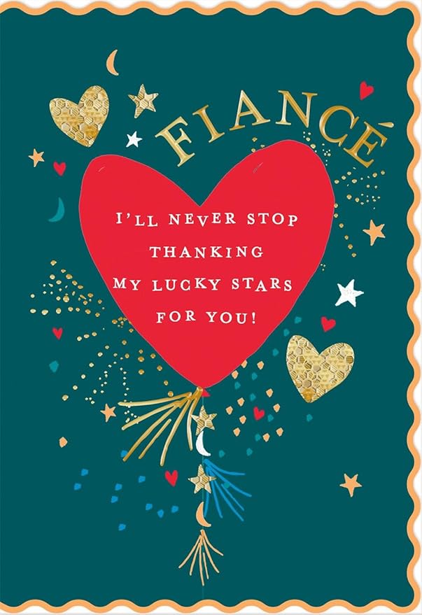 Heart and Stars Design Lucky Stars Message Fiancé Valentine's Day Card