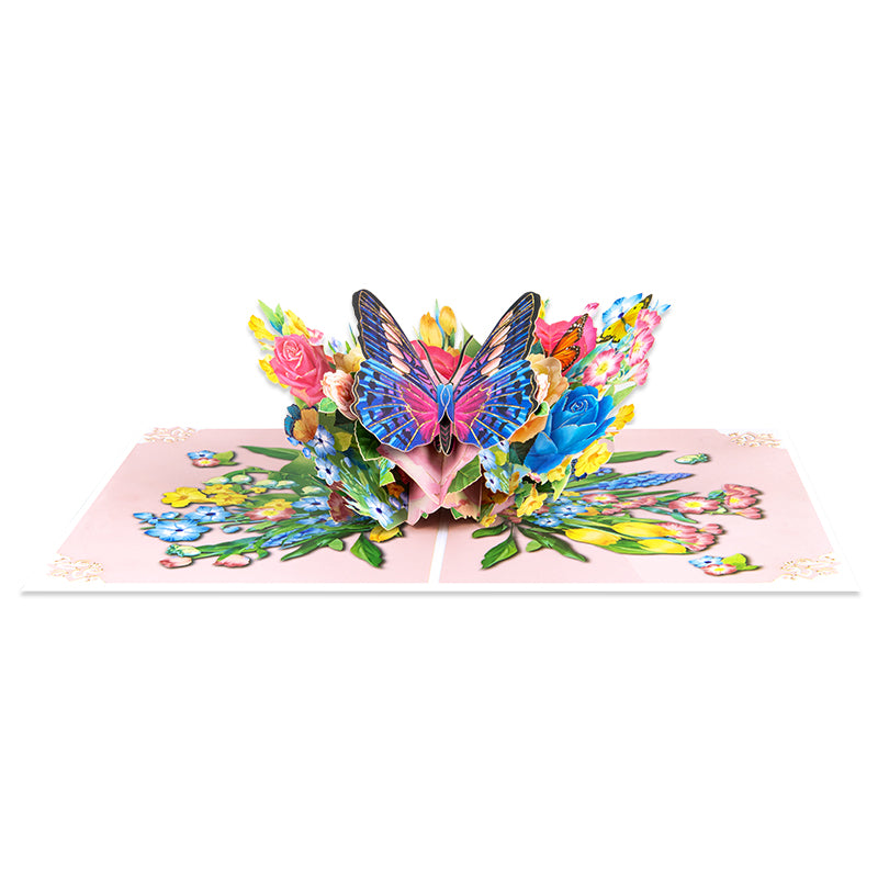 Wings of Joy Butterfly & Flower 3D Pop Up Greeting Card - Anniversary Mother's Valentine's Day