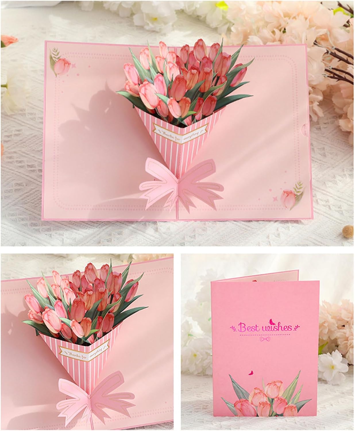 Golden Tulip Bouquet 3D Pop Up Greeting Card