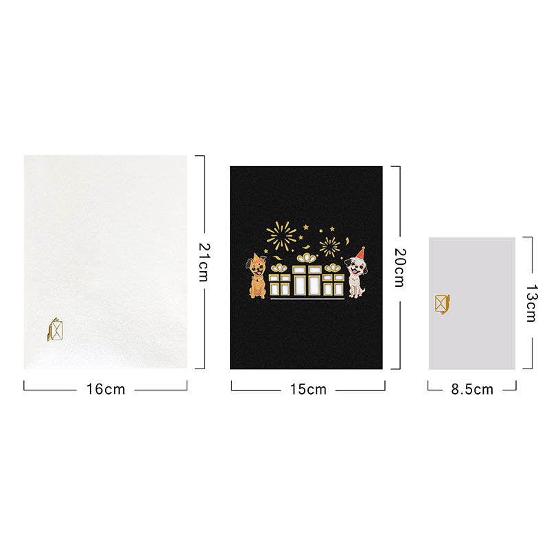 Puppy Party 3D Pop Up Birthday Card with Hidden Gift Card Slot