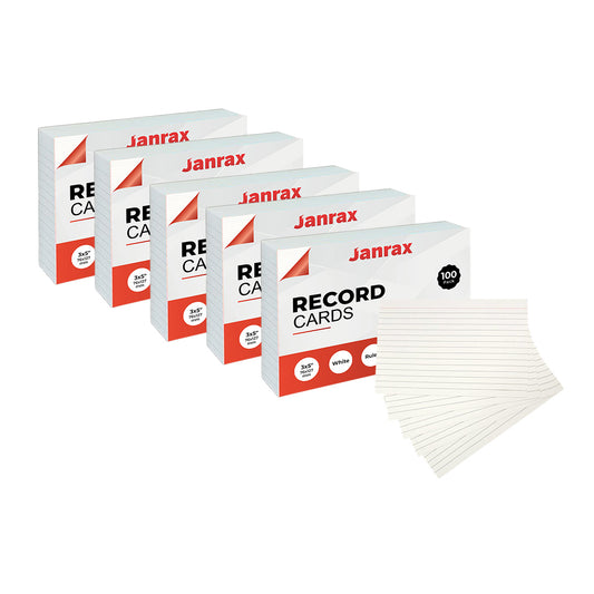 Pack of 600 White Ruled 5x3" Record Cards – Lined Study Index Cards for Notes, Revision