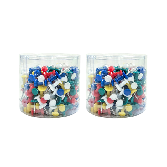 Pack of 400 Assorted Coloured Push Pins in Tub