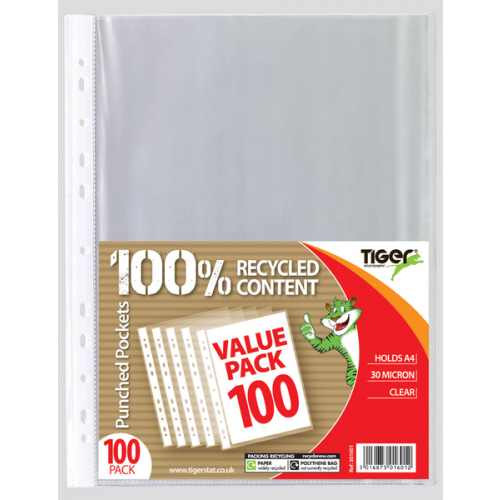 Pack of 100 A4 Value Punched Pockets