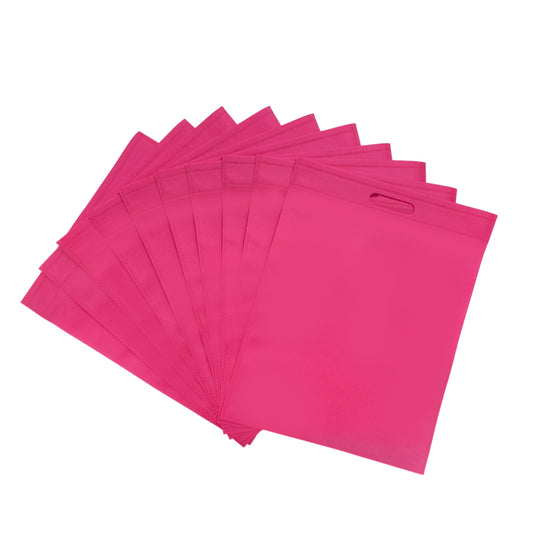 Pack of 100 Pink Coloured 50x40cm Non-Woven Patch Handle Bags