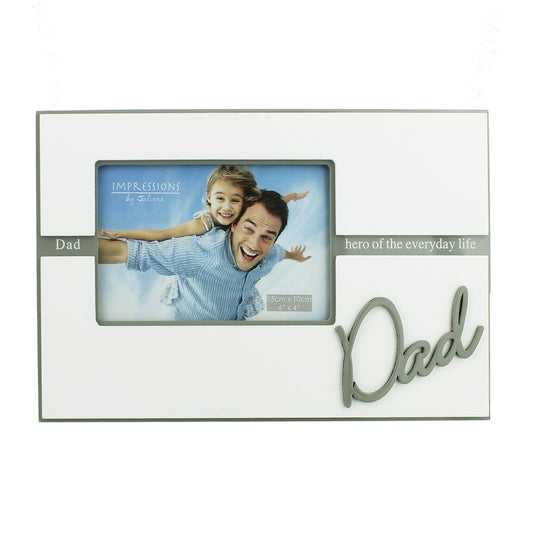 Dad Double Layer 6" x 4" White Wooden Frame - hero of the everyday life
