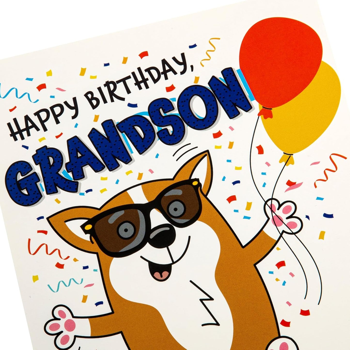 Funny Pop Up Dog & Sunglasses Design Grandson Birthday Card