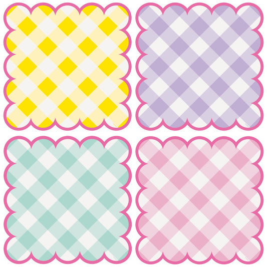 Pack of 8 Pastel Gingham Scalloped Placemats