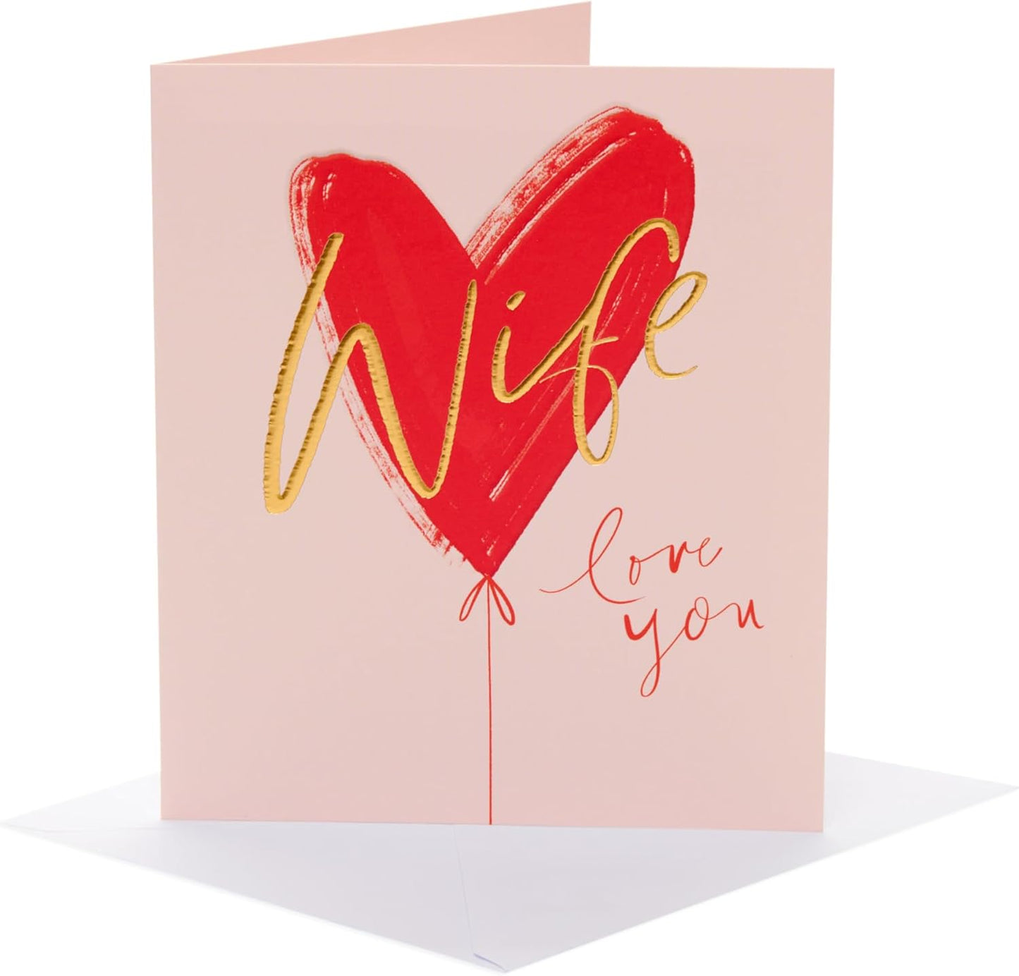 Red Heart Balloon Design Wife Valentine's Day Card