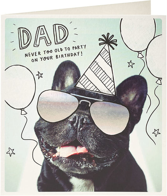 Dad Birthday Card Contemporary Funny Pug 
