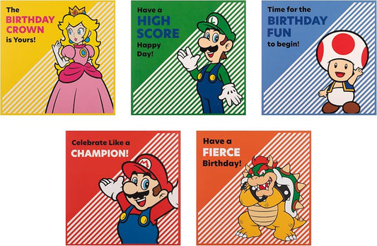 Super Mario Bros Pack of 10 in 5 Designs Birthday Cards