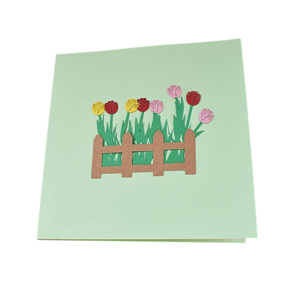 Colorful Tulip 3D Pop Up Greeting Card - Mother's Day Anniversary Birthday Get Well