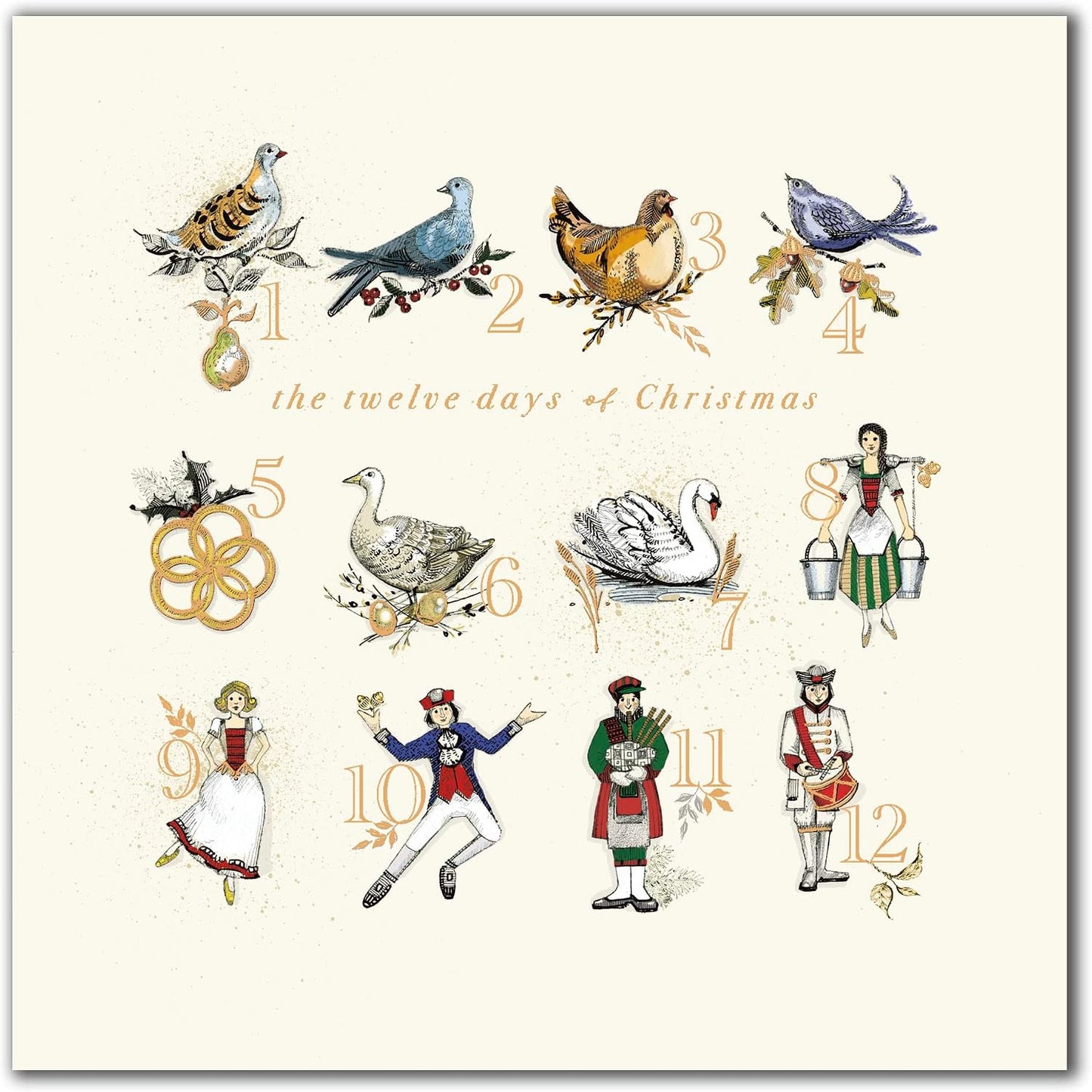 Pack of 8 Twelve Days of Christmas Samaritans Charity Christmas Cards