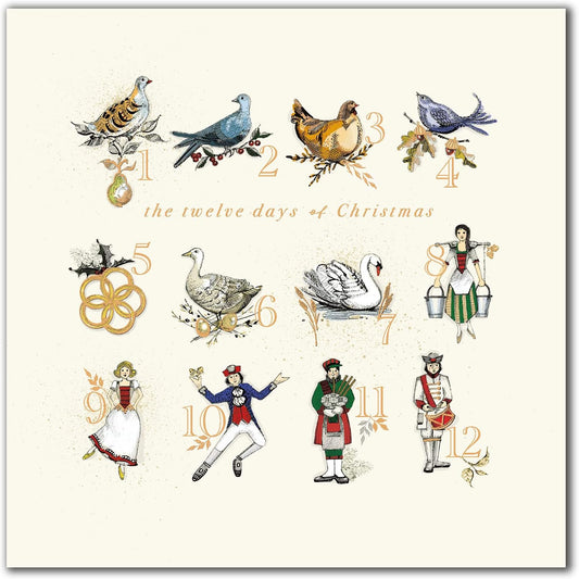 Pack of 8 Twelve Days of Christmas Samaritans Charity Christmas Cards