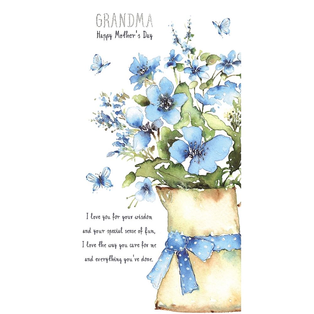 Blue Flower Bouquet Design with Heartfelt Message Grandma Mother's Day Card