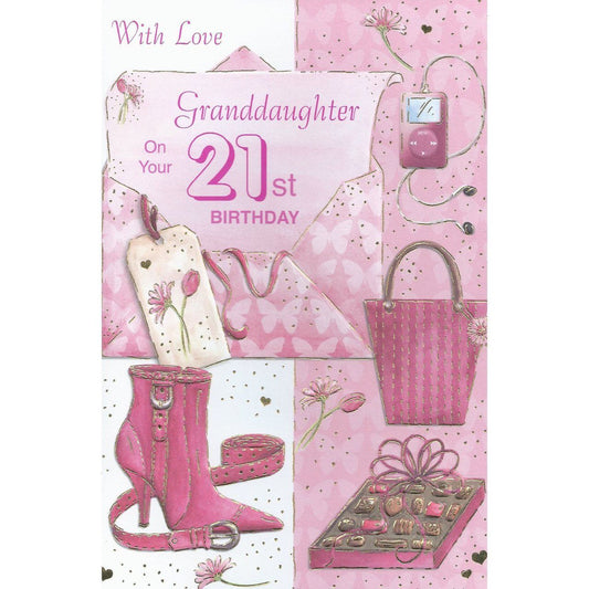 With Love Granddaughter On Your 21st Birthday card