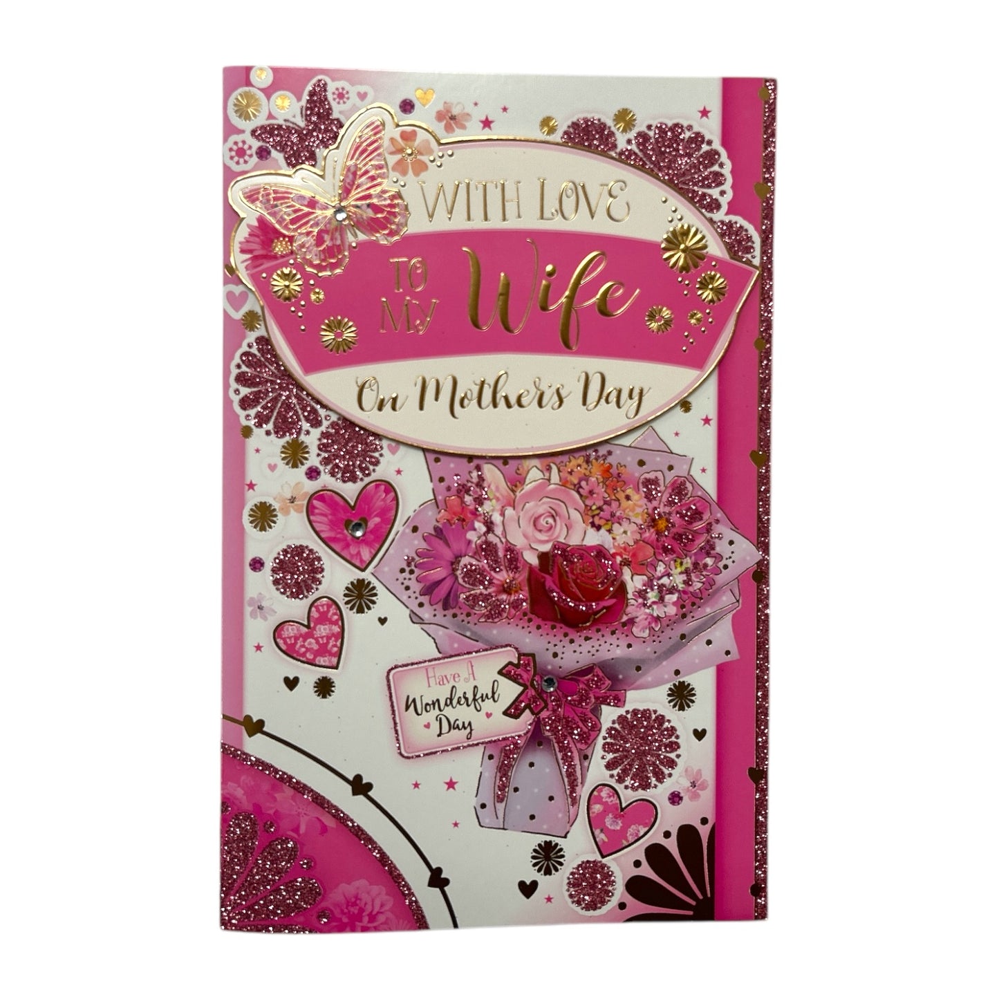 To My Wife Lovely Pink Flowers Bouquet Design Mother's Day Boxed Card