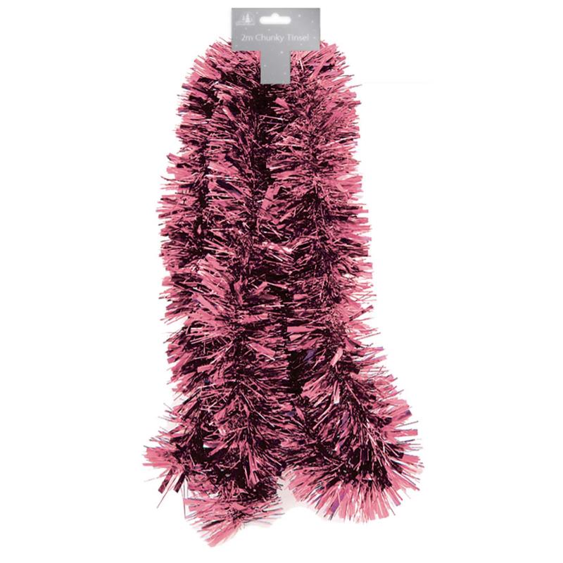 2m Christmas Chunky Tinsel - Blush Pink