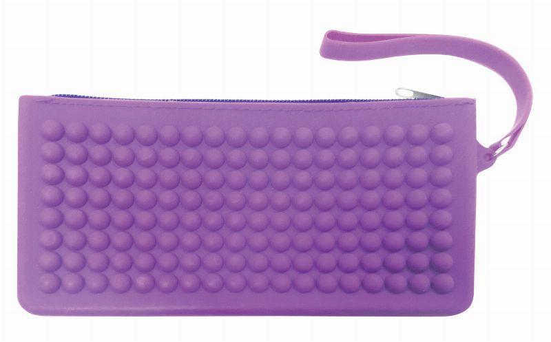 Purple Raised Dot Silicon Pencil Case