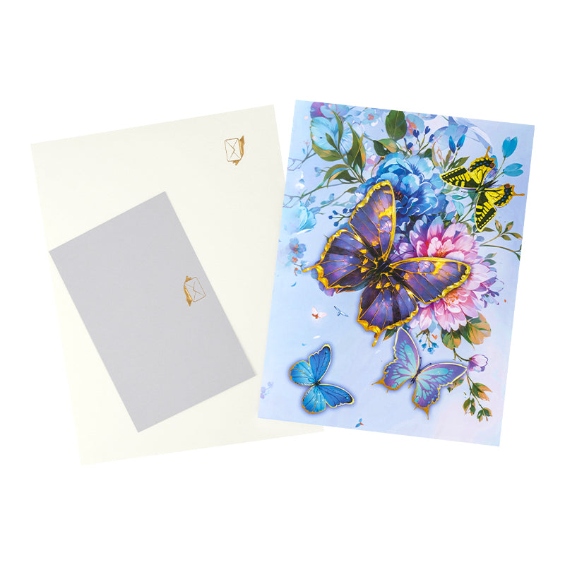 Colorful Whispers Butterfly & Flower 3D Pop Up Greeting Card - Birthday Mother Anniversary Valentine's Day