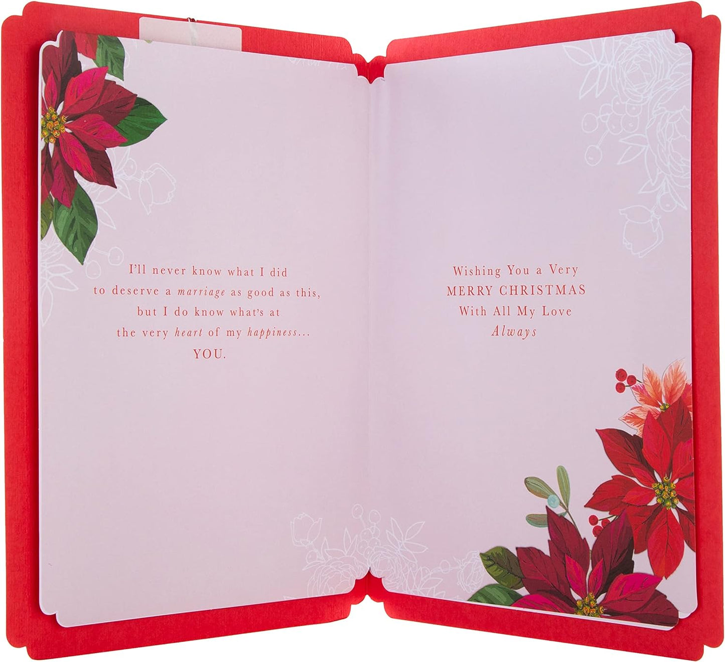 Red Heart Floral Traditional Heart Design with Heartfelt Verse Wife Christmas Card