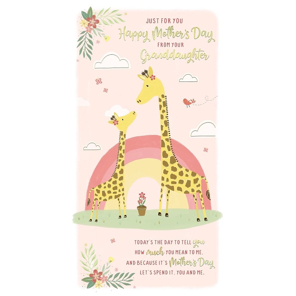Giraffe Design with Floral Accents From Granddaughter Mother's Day Card