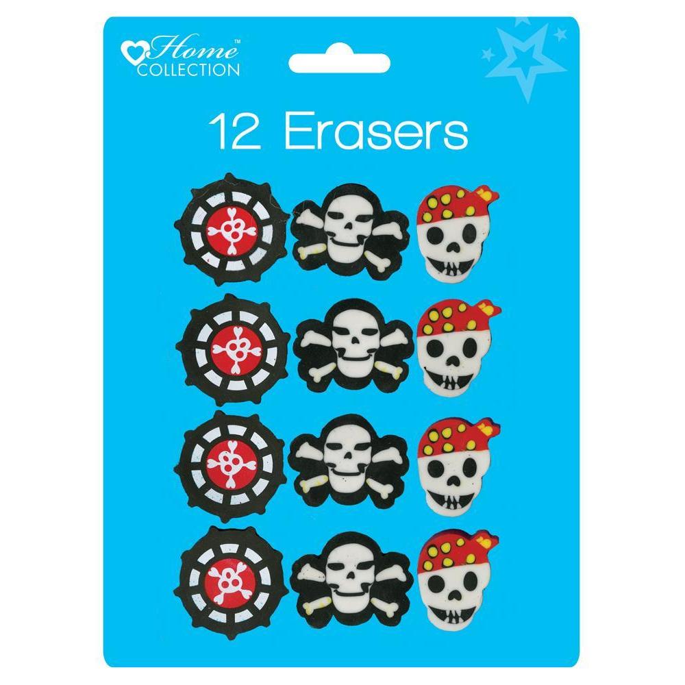 Pack of 12 Pirates Erasers- 3 Assorted Designs