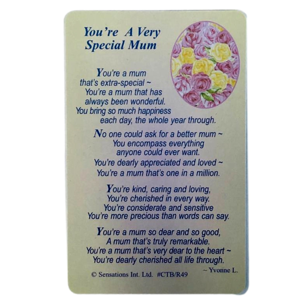 You`re A Very Special Mum (Sentimental Keepsake Wallet / Purse Card)...