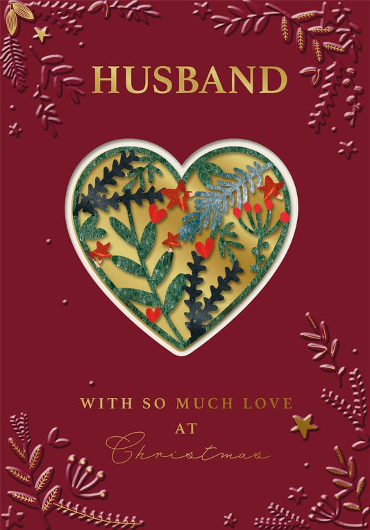 Heart Design Husband Christmas Card