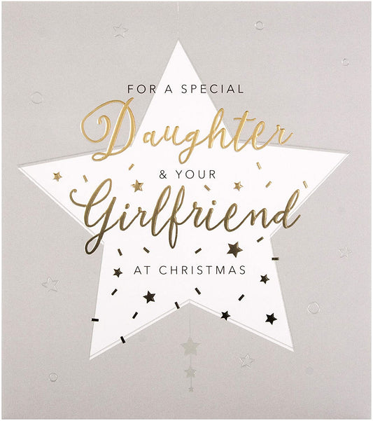 For A Special Daughter and Your Girlfriend Sugar Ombre Star Design Christmas Card