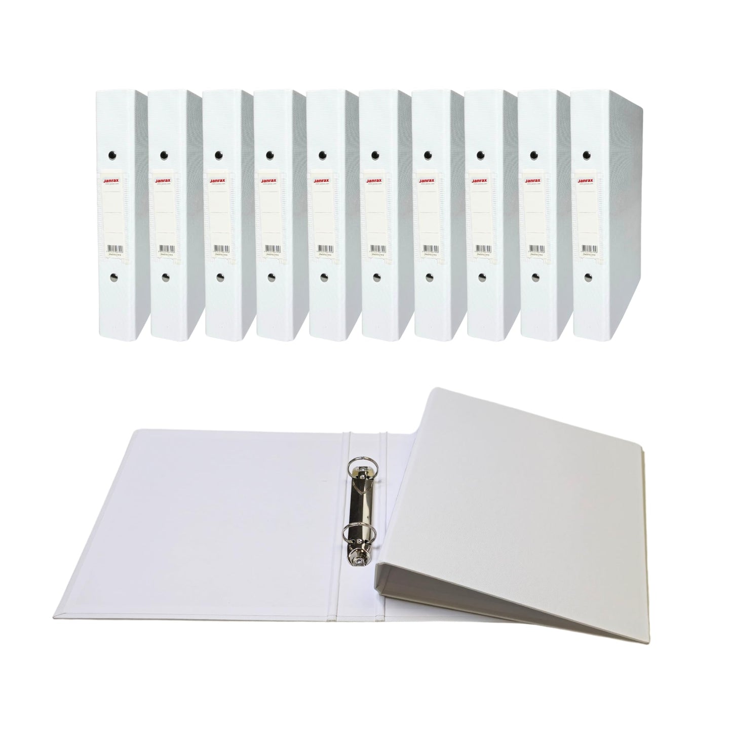 Pack of 5 A5 White Paper Over Board Ring Binders by Janrax