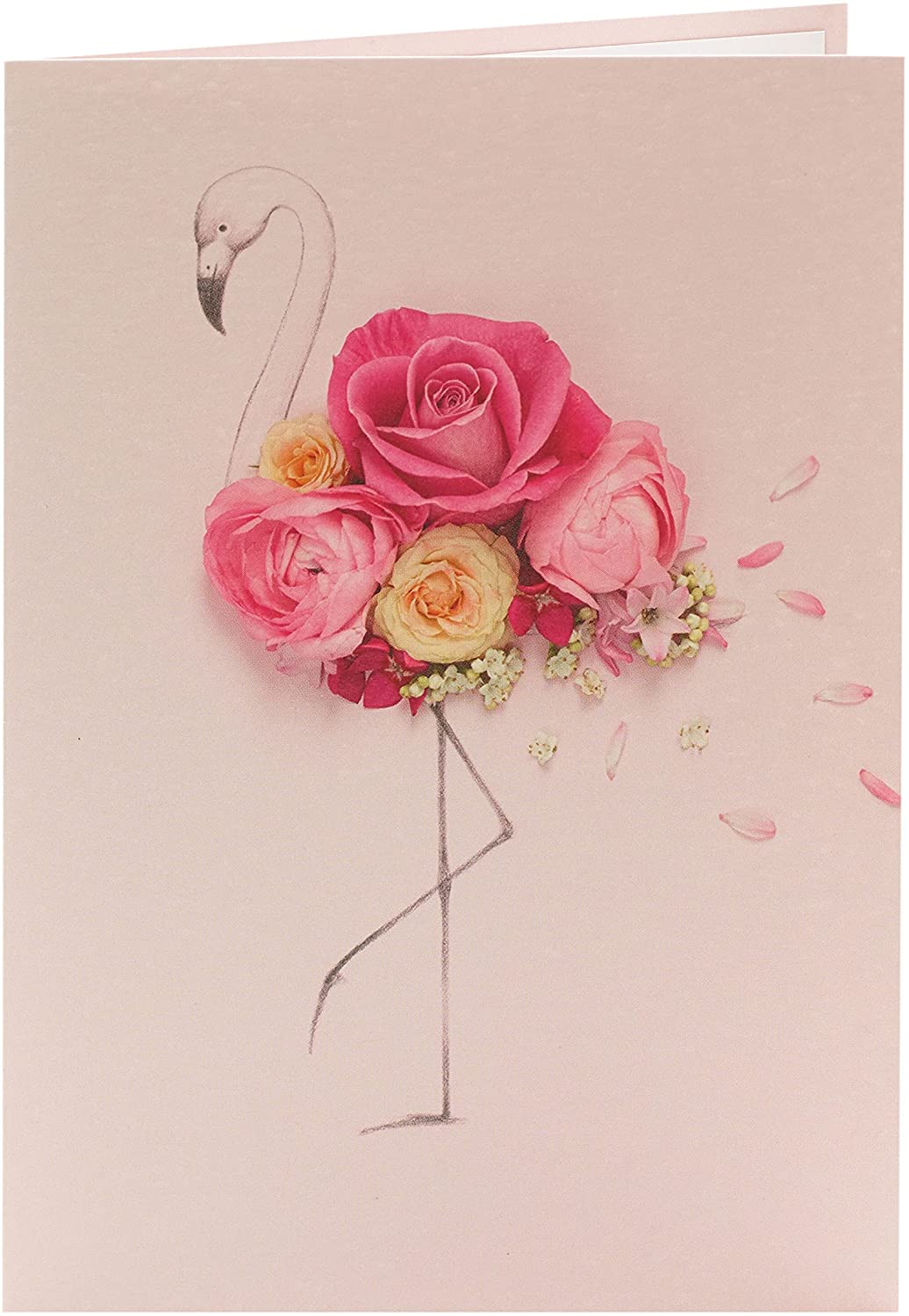 Into The Meadow Pink Floral Flamingo Design Birthday Card For Her