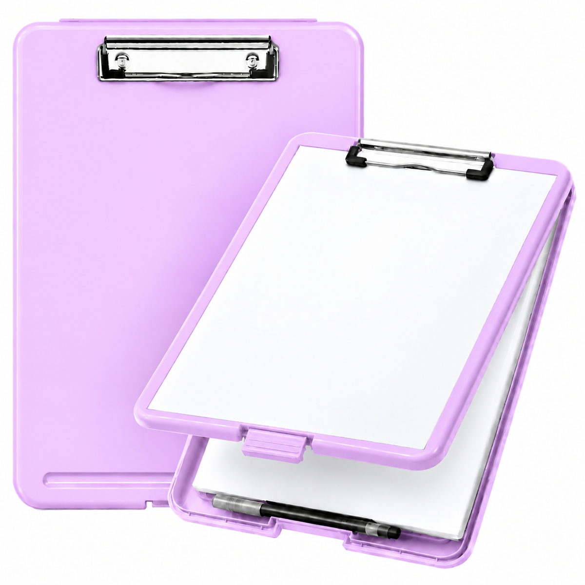 Pack of 5 A4 Pastel Purple Plastic Clipboard Box File - Storage Filing Case