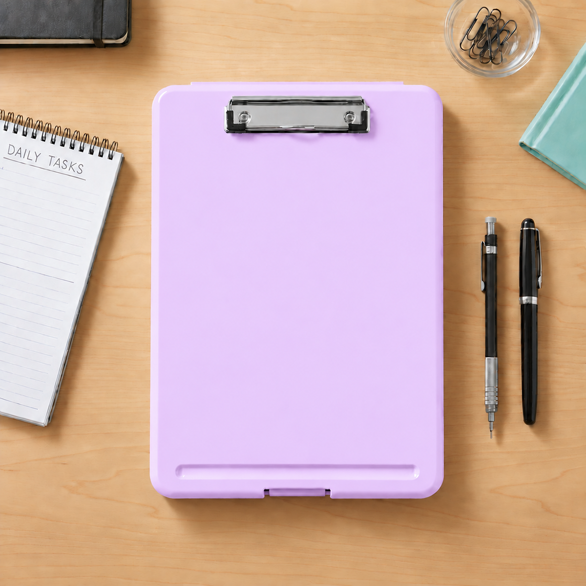 Single A4 Pastel Purple Plastic Clipboard Box File - Storage Filing Case