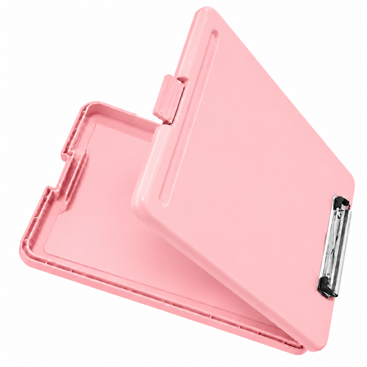 Single A4 Pastel Pink Plastic Clipboard Box File - Storage Filing Case