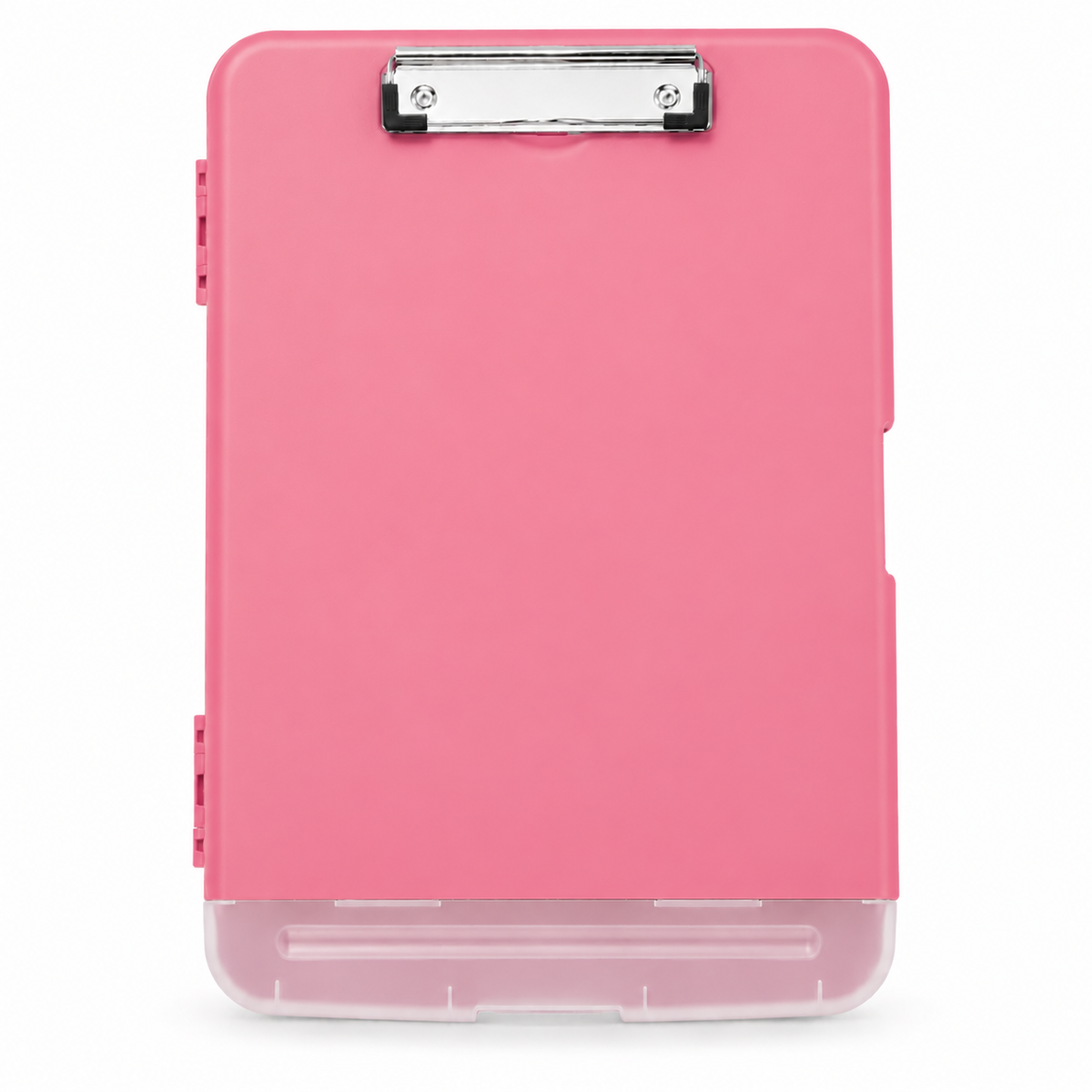 Pack of 6 A4 Pink Plastic Clipboard Box Files With Pencil Holder - Storage Filing Case