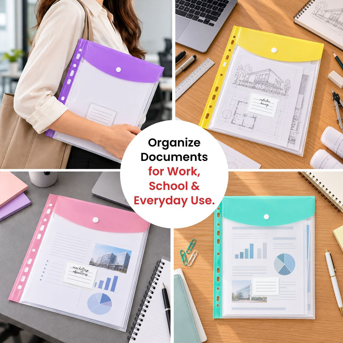 A4 Pastel Yellow Filling Plastic Document Wallet With 11 Holes