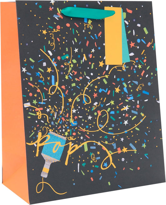 Party Popper Design Large Gift Bag for Birthdays, Thank You & Other Events