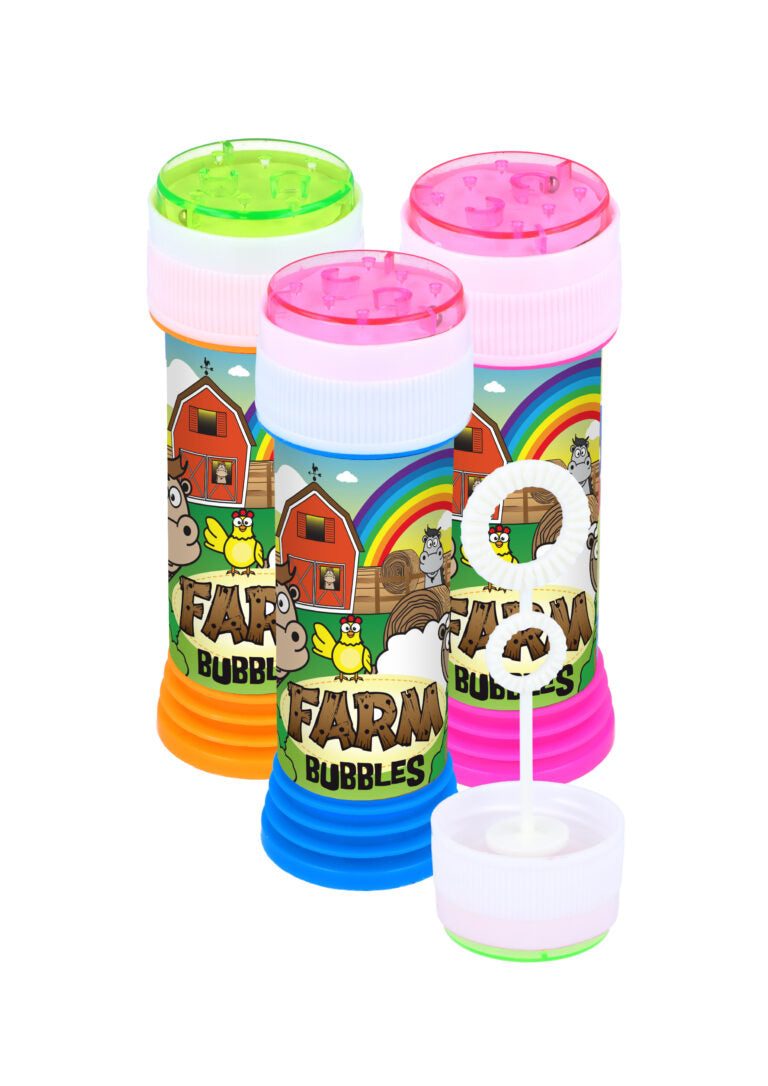 Pack of 12 Farm Animal Bubble Tubs with Wand (50ml)