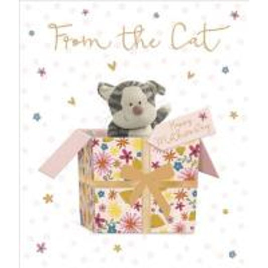 From The Cute Cat Inside Gift Box Design Mother's Day Card