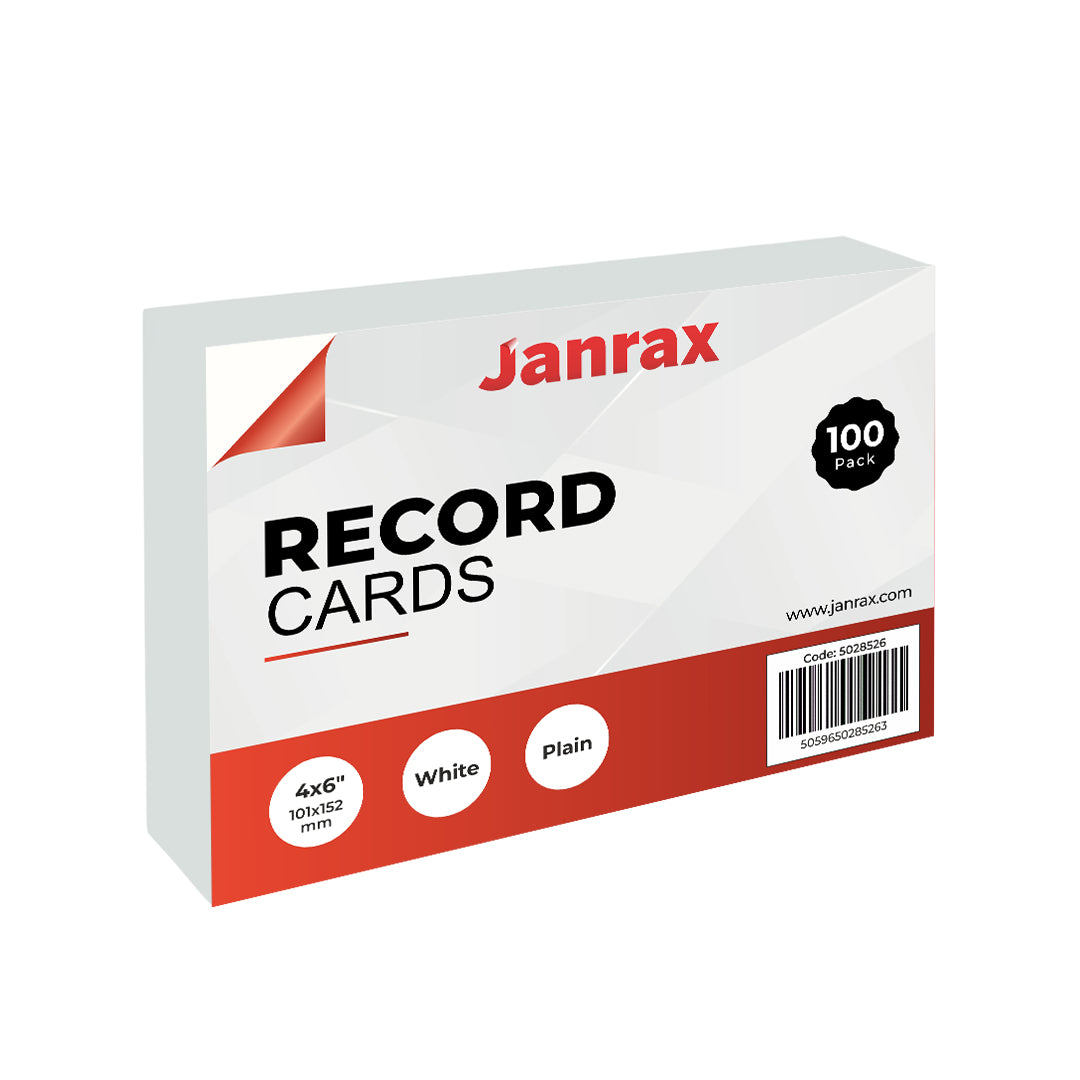 Pack of 600 White Plain 6x4" Record Cards – Blank Study Index Cards for Notes, Revision